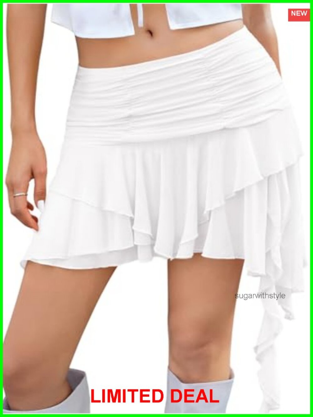 Flowy Ruffled Mini Skirt Asymmetrical High Low Hem Y2K Low Rise